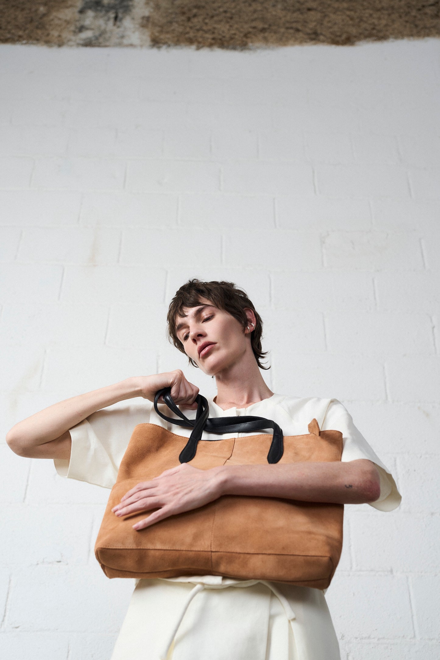 Valentina Camel Suede Tote Bag