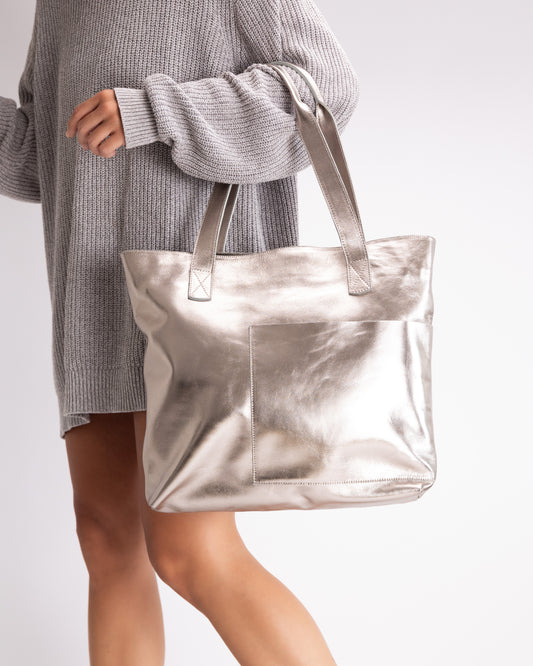 Jil Silver Tote Bag