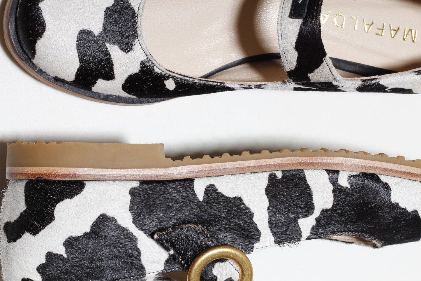 Betina Cow-Print Mary Janes