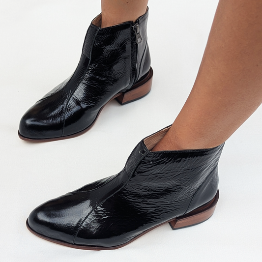 Bianca Black Patent Leather Boots