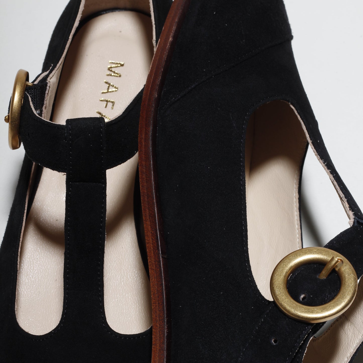 Claire Black Suede Mary-Jane Flats