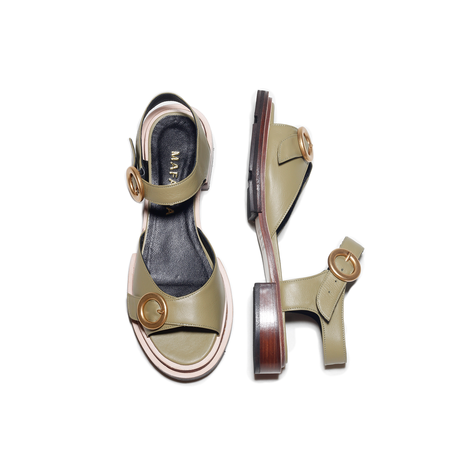 Karina Flat Olive Green Sandals – Mafalda Karina Flat Olive Green Sandals – Mafalda