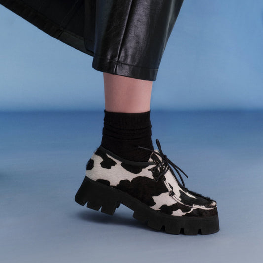 Naomi Cow Print Chunky Loafer