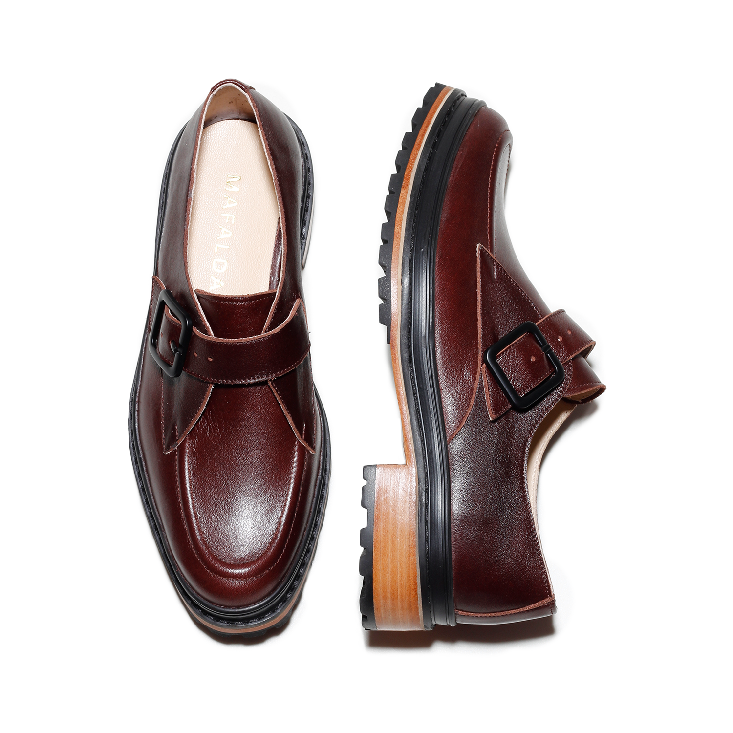 Elegant Burgundy Leather Loafers with Buckle Burgundy leather Bambi 3.0 loafer with double buckle | Marni main image 3