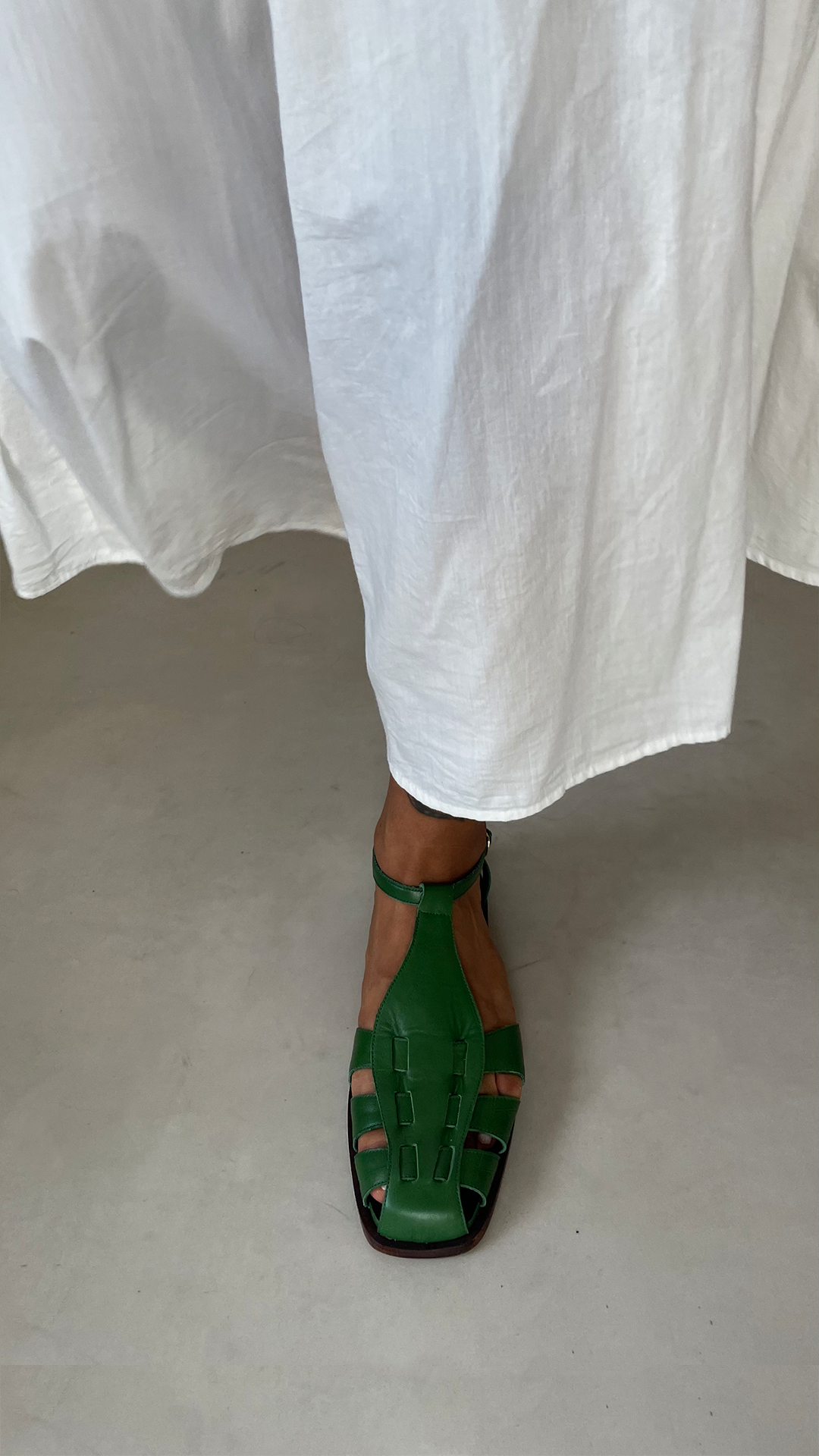 Ida Green Leather Fisherman  Sandals by Mafalda Handmade 