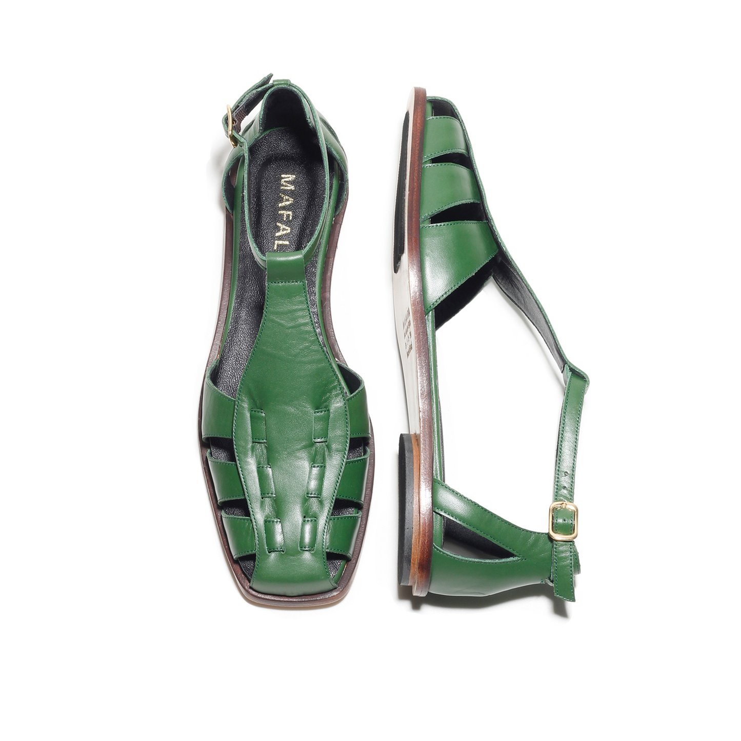 Ida Green Leather Fisherman  Sandals by Mafalda Handmade