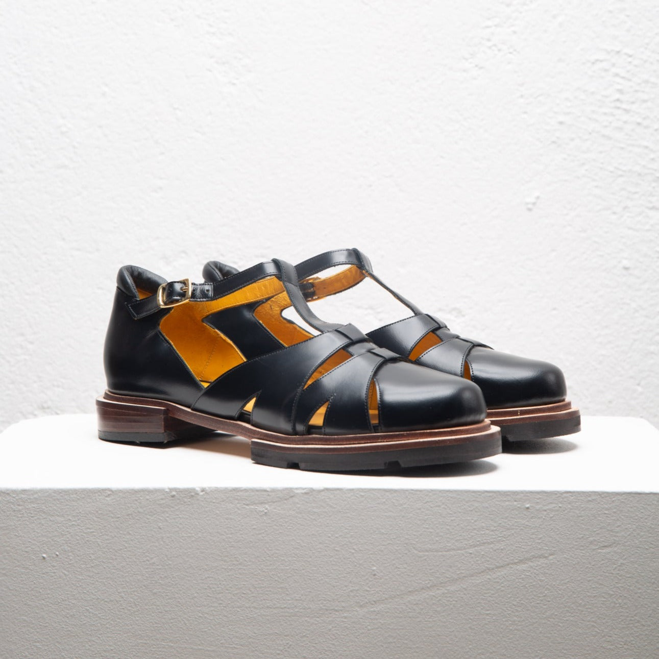 Maite Black Fisherman Sandals by Mafalda Handmade side detail craftsmanship