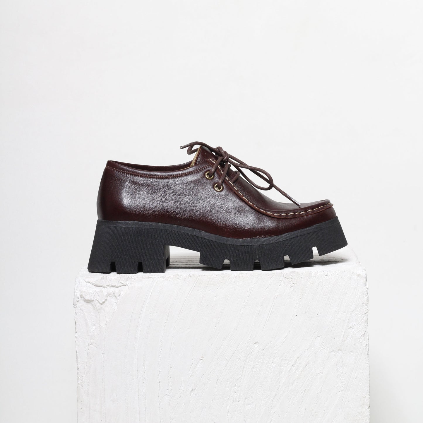 Naomi Coffee Brown Chunky Loafer By Mafalda Handmade Side detail craftsmanship 