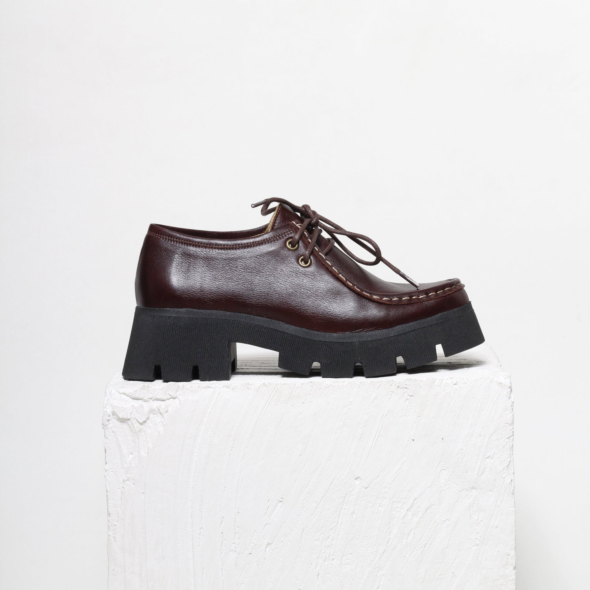 Naomi Coffee Brown Chunky Loafer By Mafalda Handmade Side detail craftsmanship 