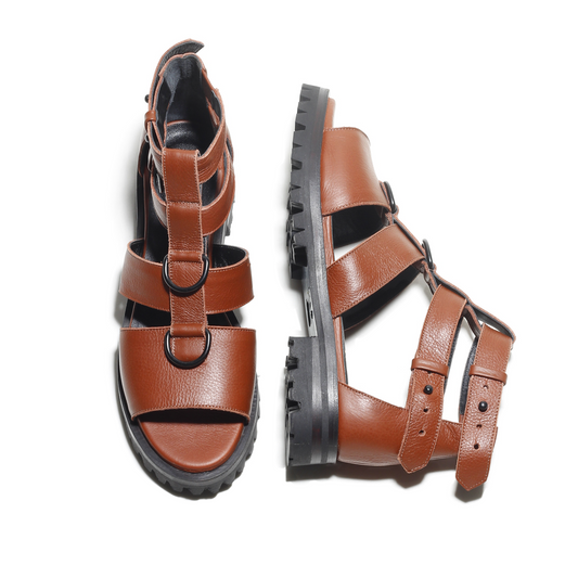 Pietra Havana Brown Flat Sandals