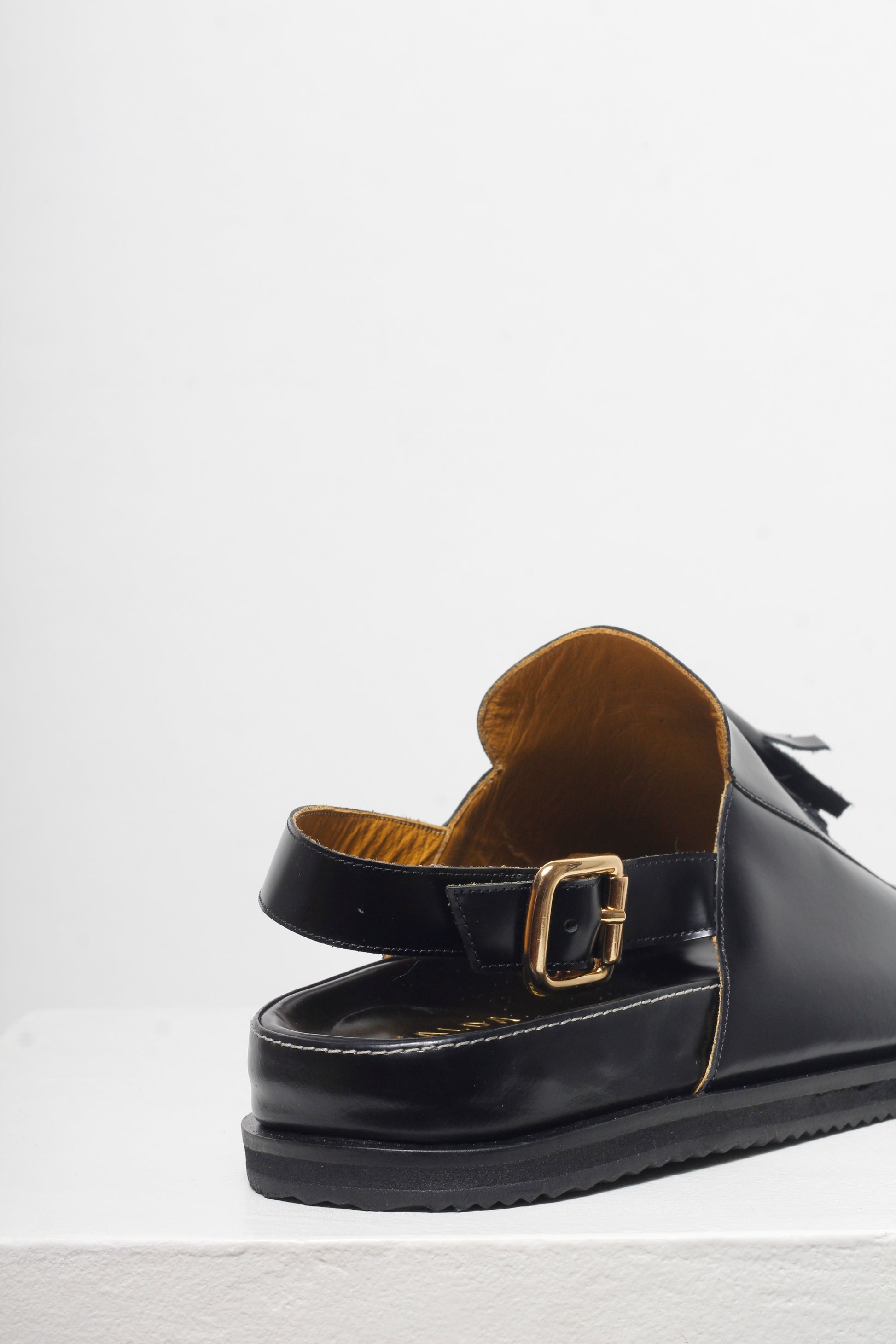 Rita Black Slingback Tassel  Sandals by Mafalda Handmade heels craftsmanship