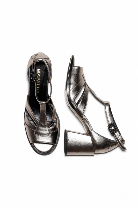 Beatriz Heeled Silver Sandals