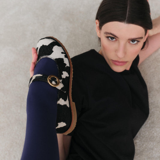 Betina Cow-Print Mary Janes