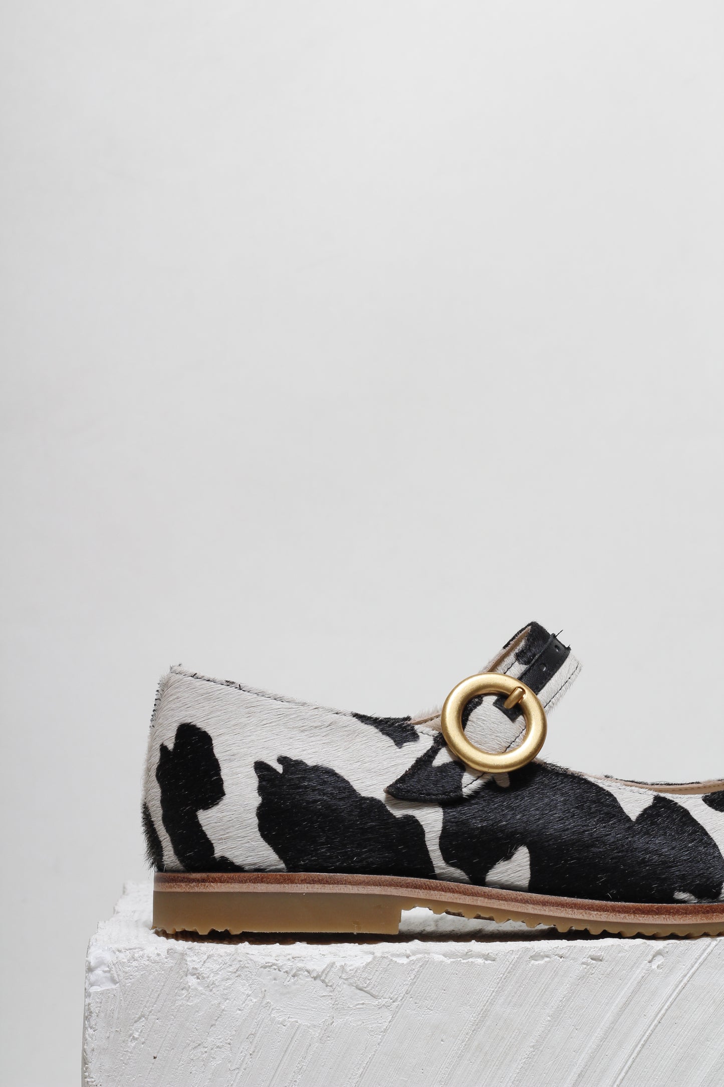 Betina Cow-Print Mary Janes