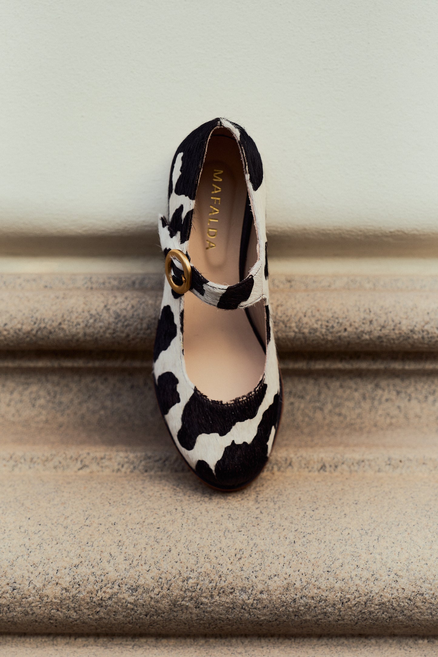 Betina Cow-Print Mary Janes