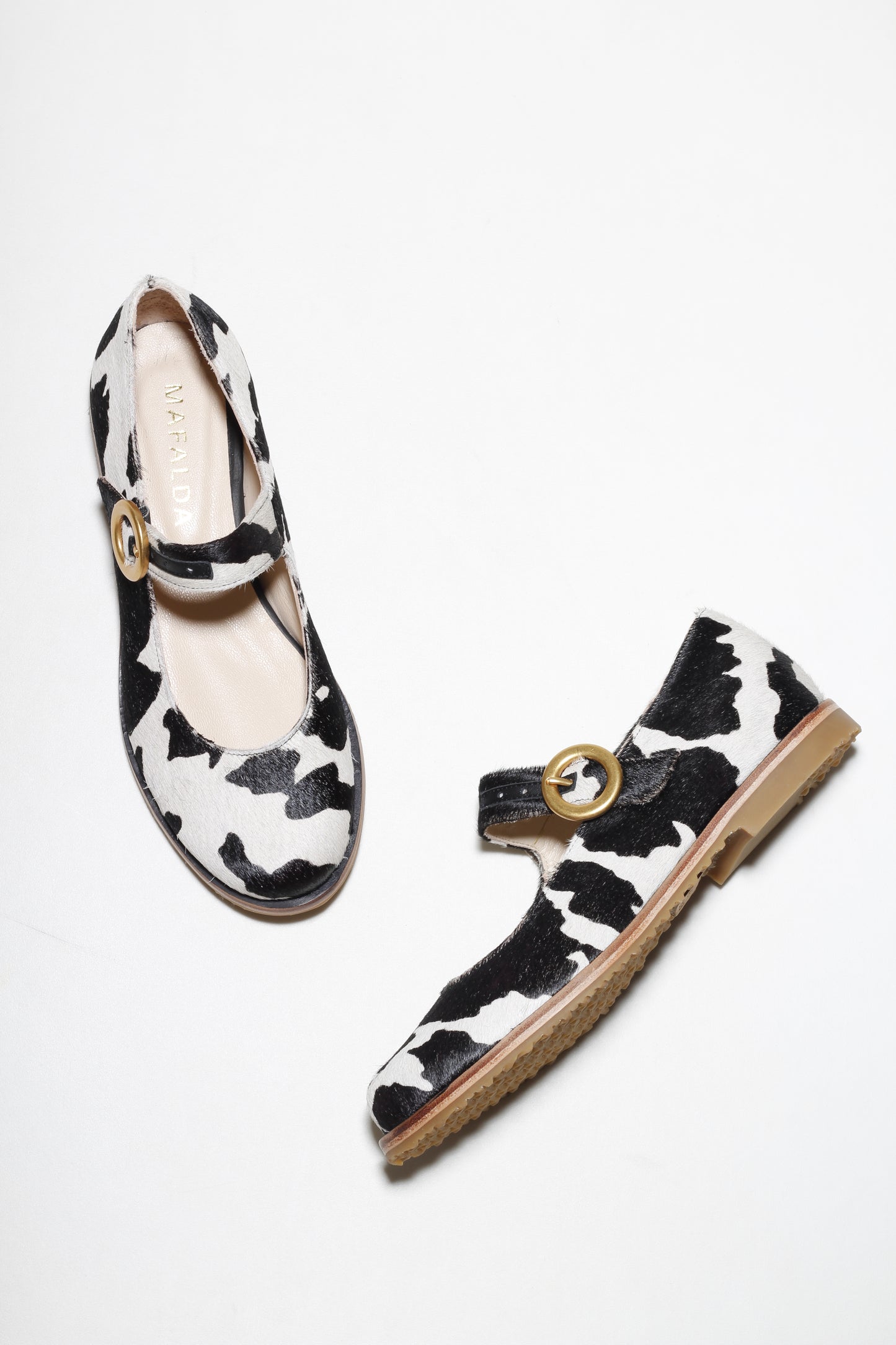 Betina Cow-Print Mary Janes