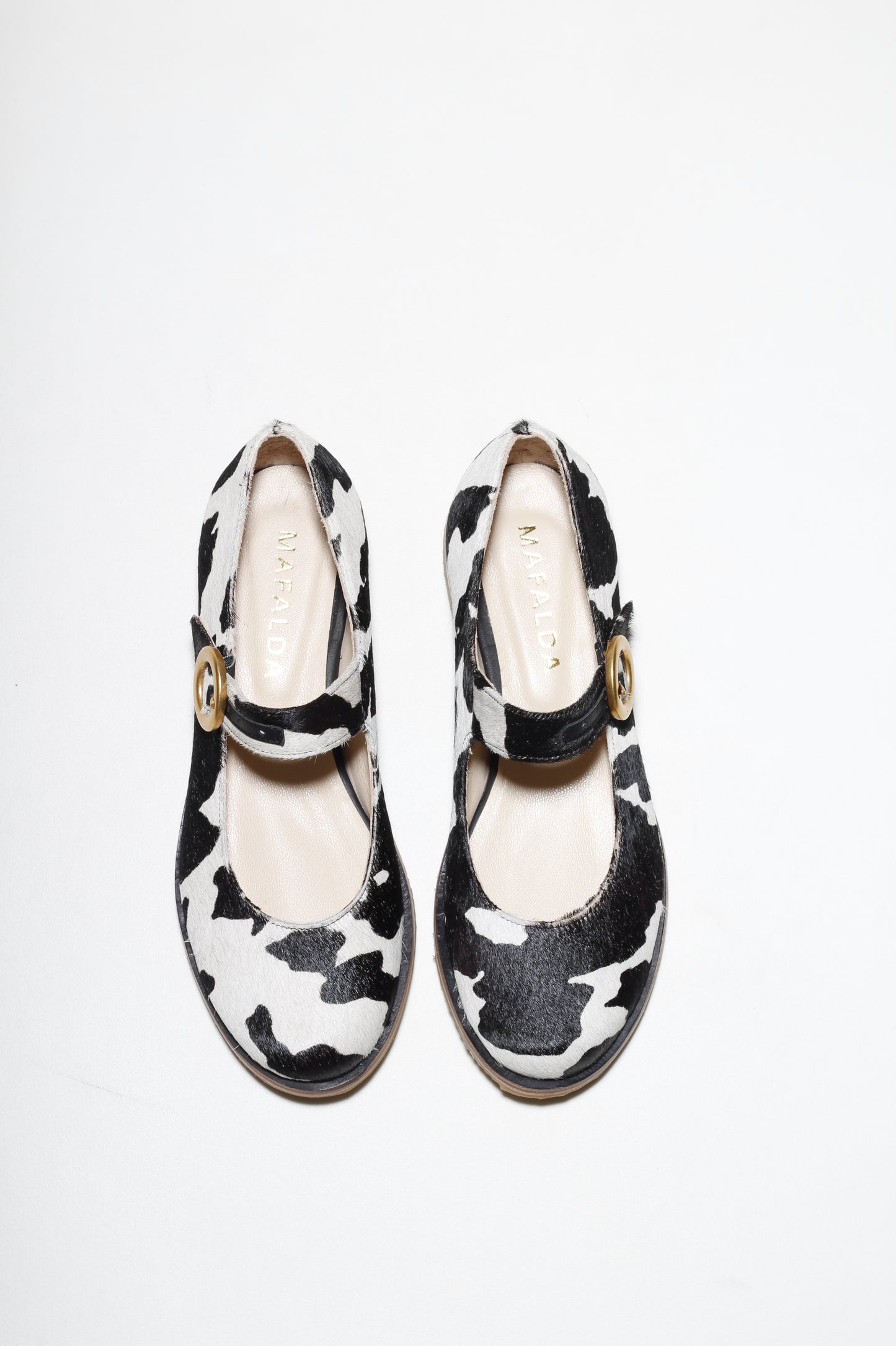 Betina Cow-Print Mary Janes