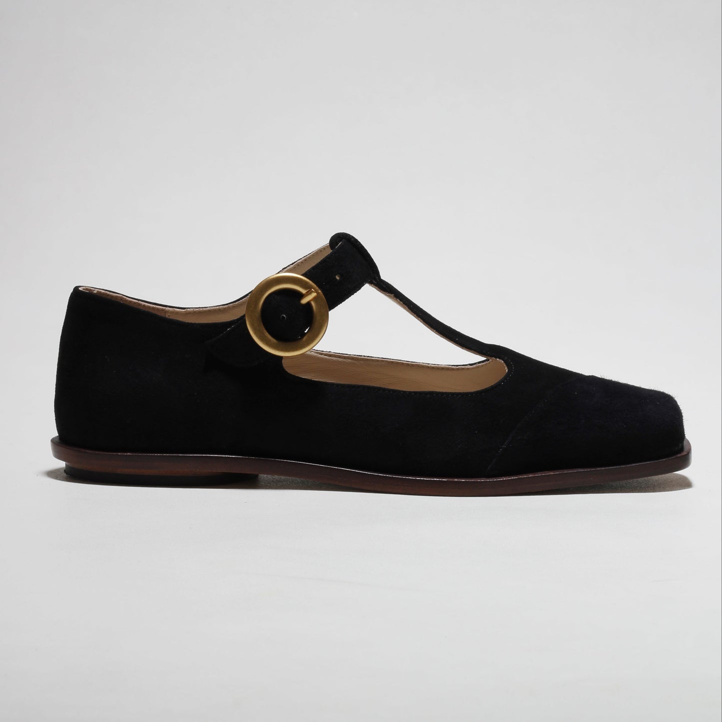 Claire Black Suede Mary-Jane Flats