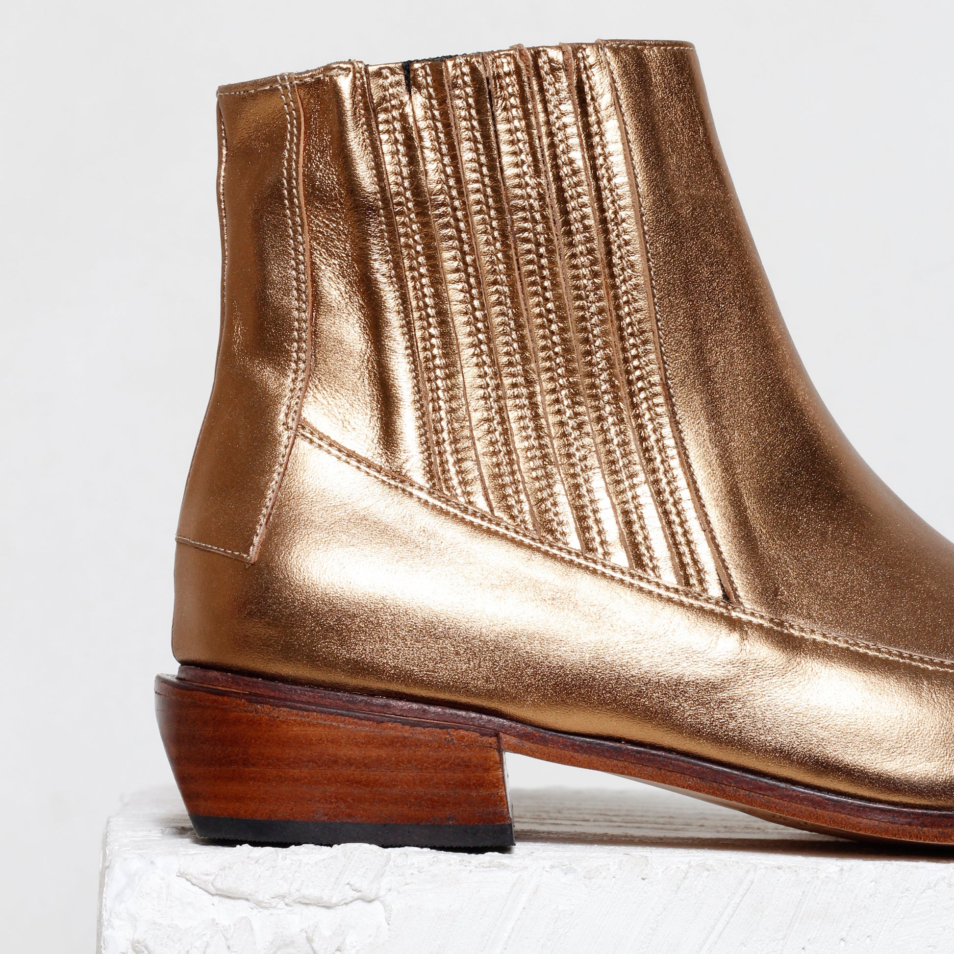 womens gold dress boots Maggie Metallic Gold