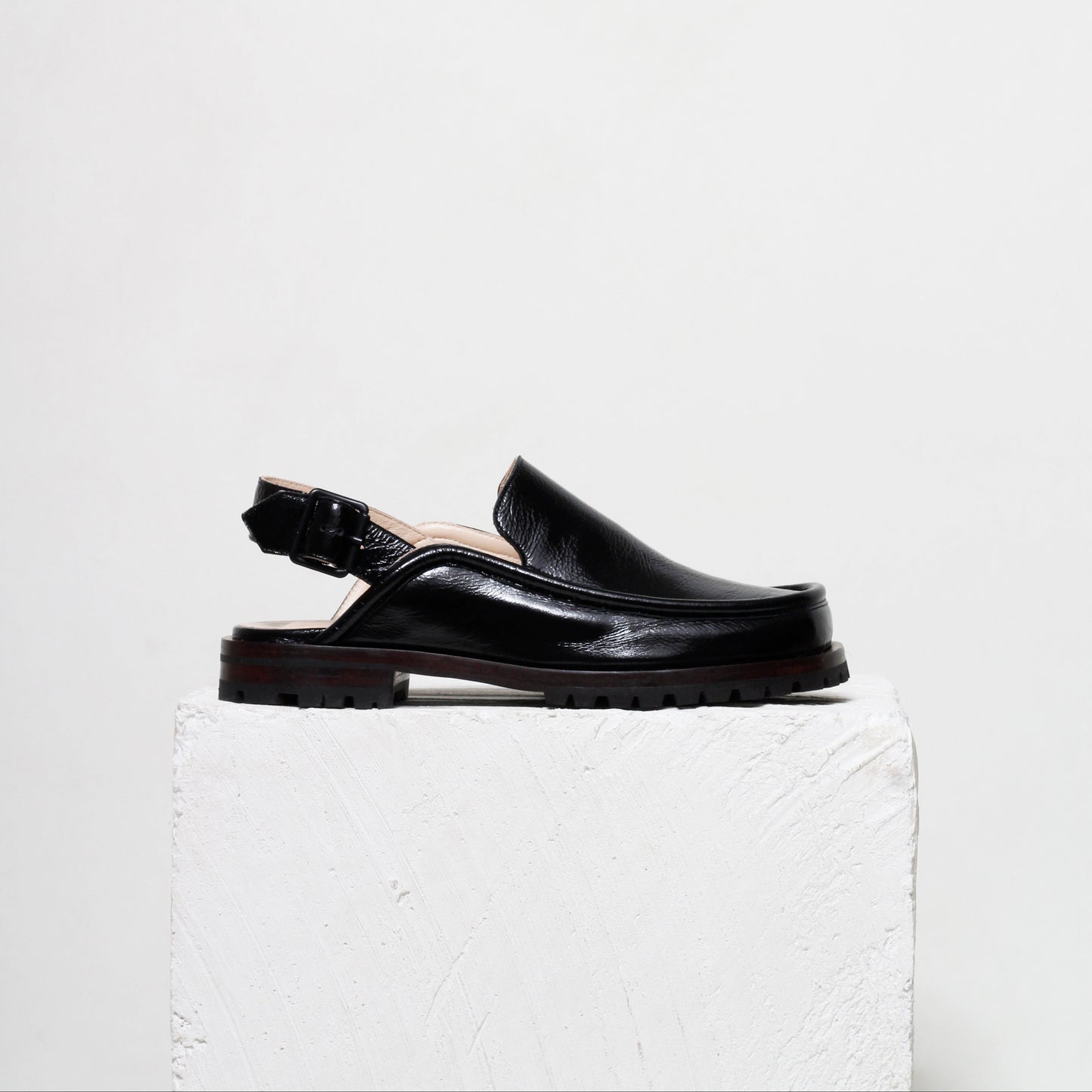 Dominic Black Patent Slingback Loafer