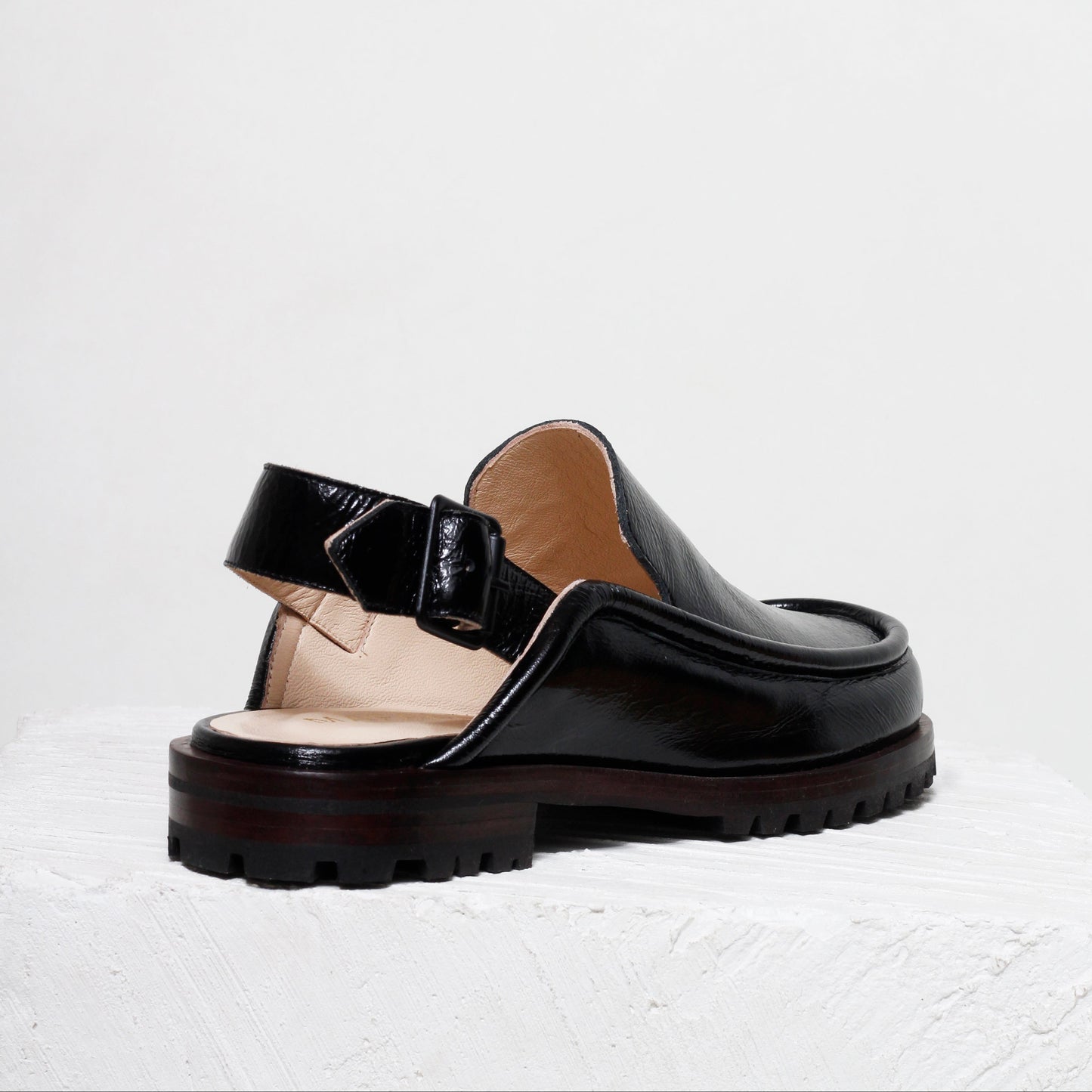 Dominic Black Patent Slingback Loafer