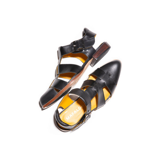 Eloah Black Fisherman Sandals
