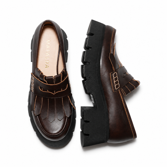 Francis Fringe Maroon Chunky Loafers
