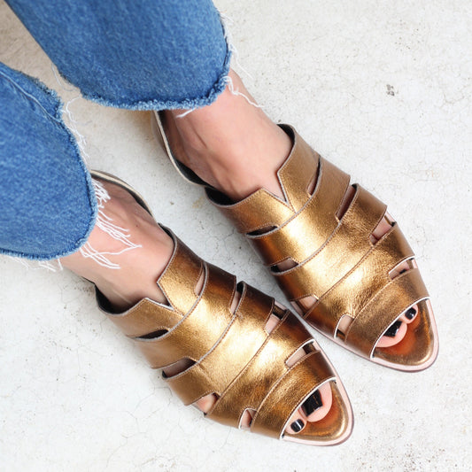 Gisele Gold Peep-toe Sandals
