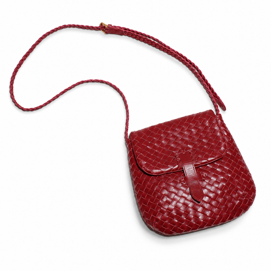 Intrecciato Wine Woven Leather Bag