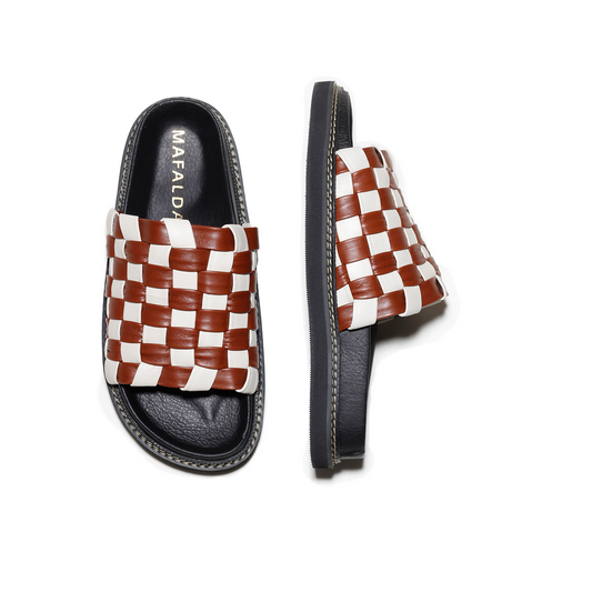 Ipanema Brown & Off-White Woven Sliders