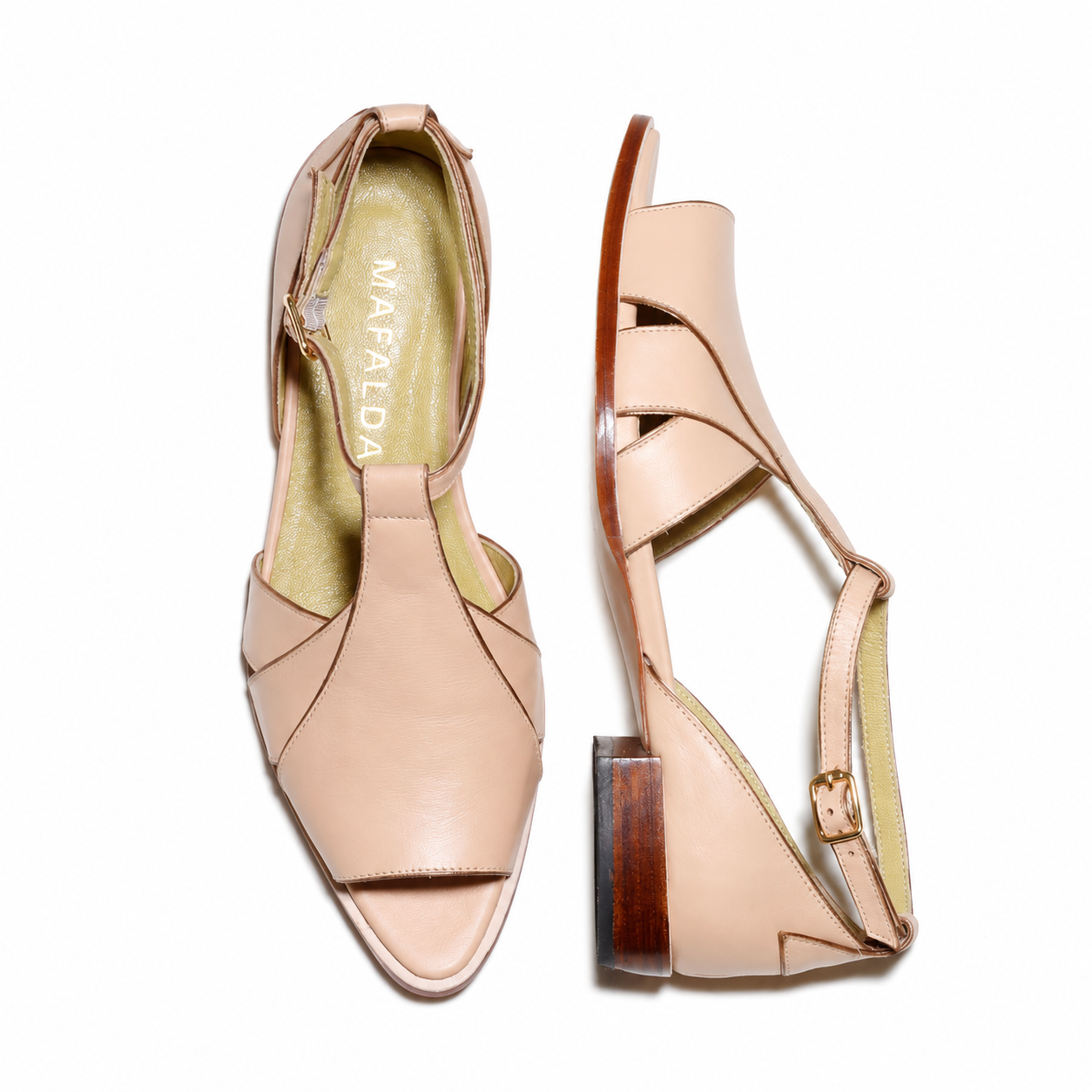 Joaquina Light Tan Peep-toe Sandals