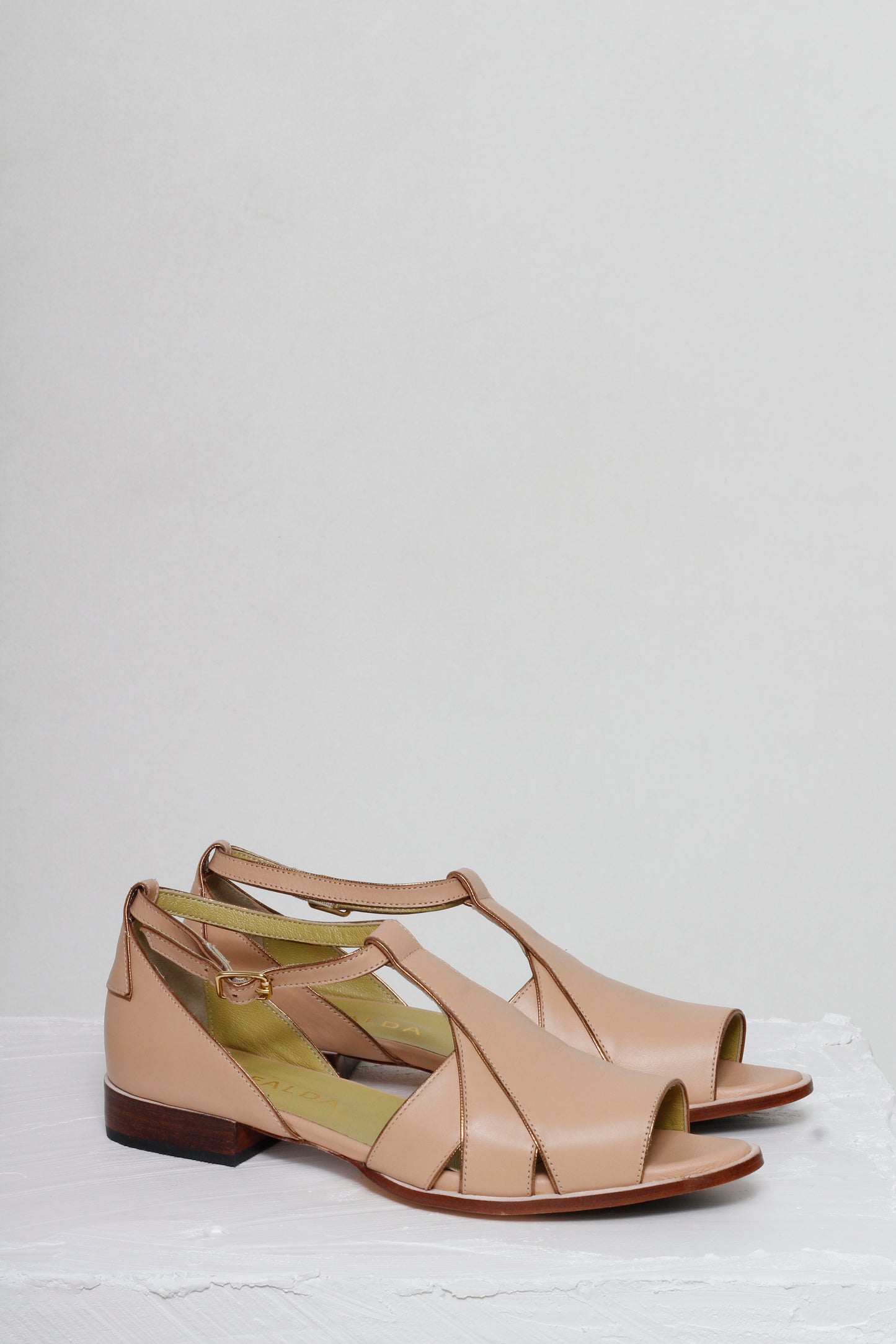 Joaquina Light Tan Peep-toe Sandals