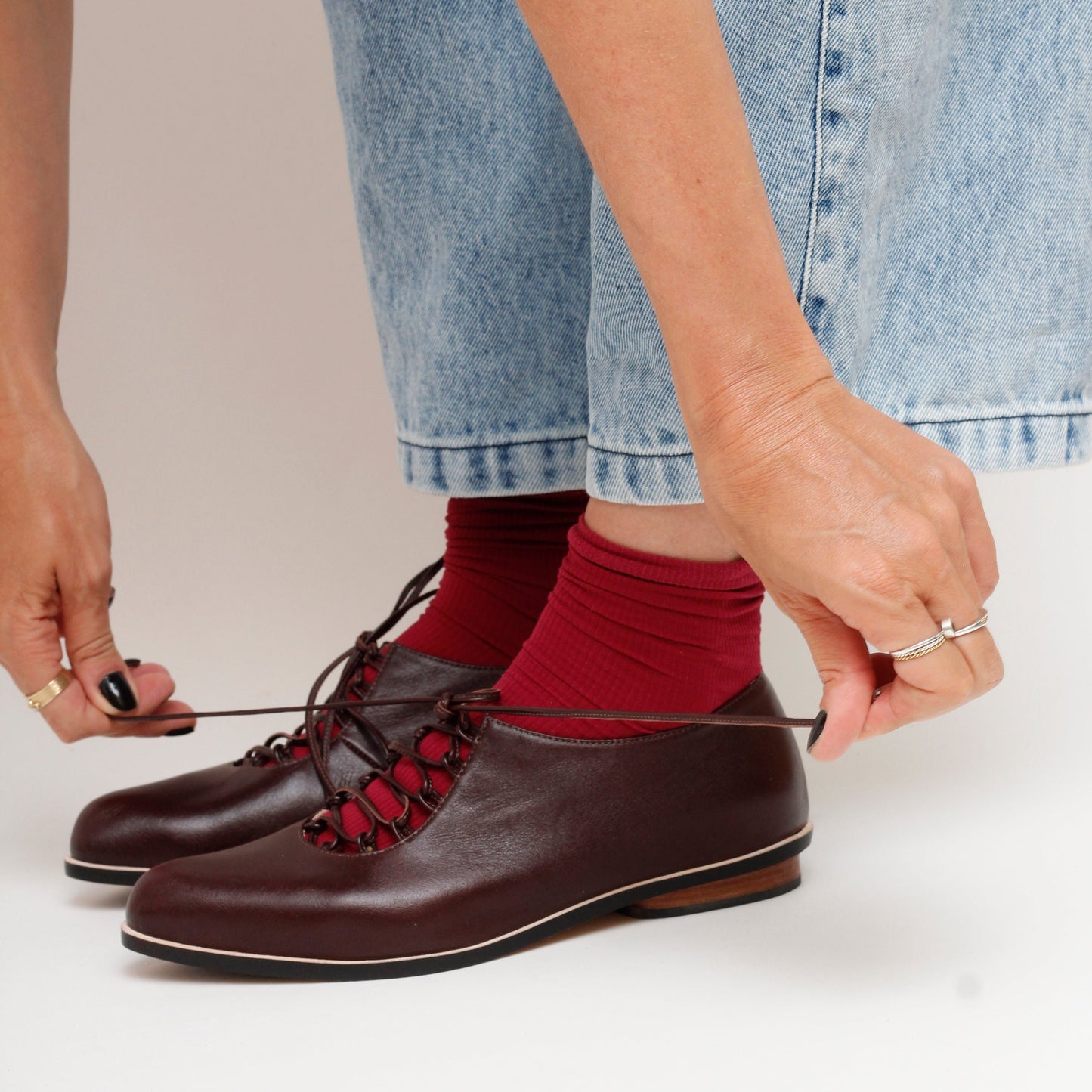 Kika Tie Up Coffee Brown Shoes