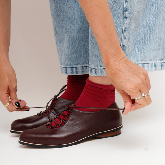 Kika Tie Up Coffee Brown Shoes