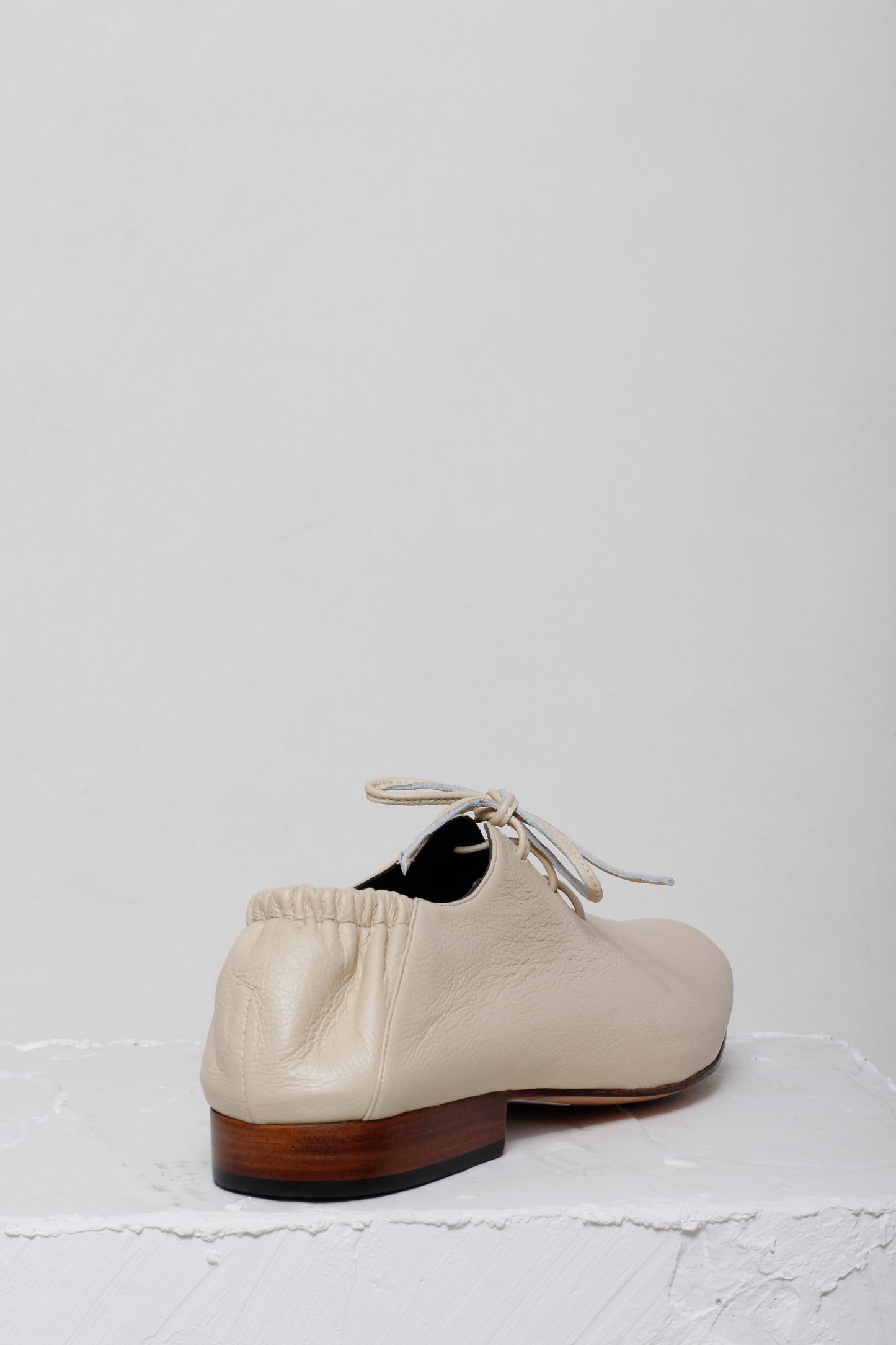 Lila Off White Derbies by Mafalda Handmade wooden heels