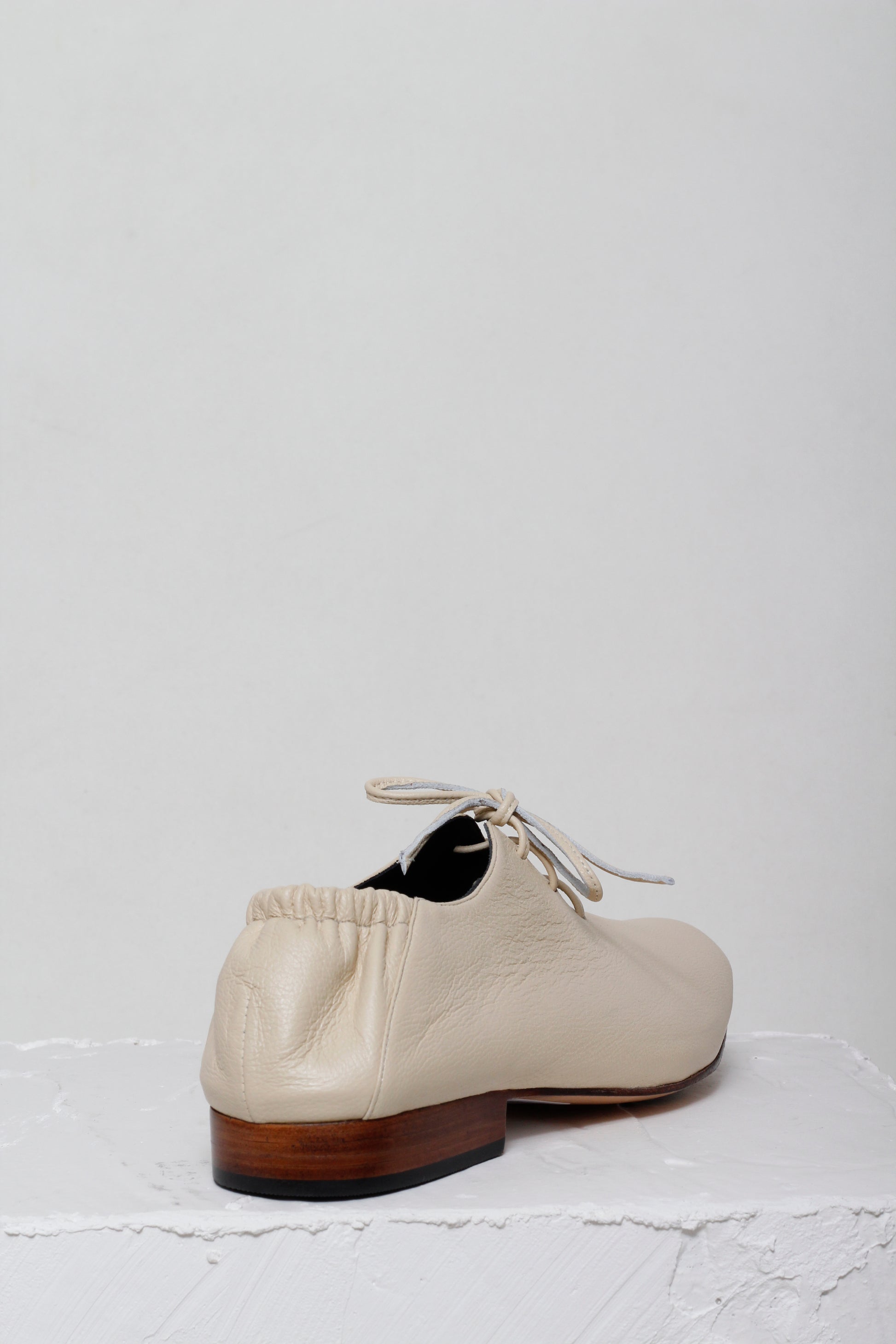 Lila Off White Derbies by Mafalda Handmade wooden heels