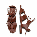 Magali Brown Lace-Up Sandals