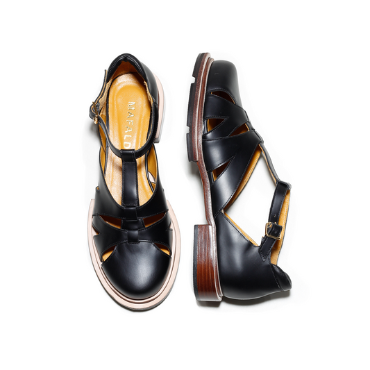 Maite Black Fisherman Sandals