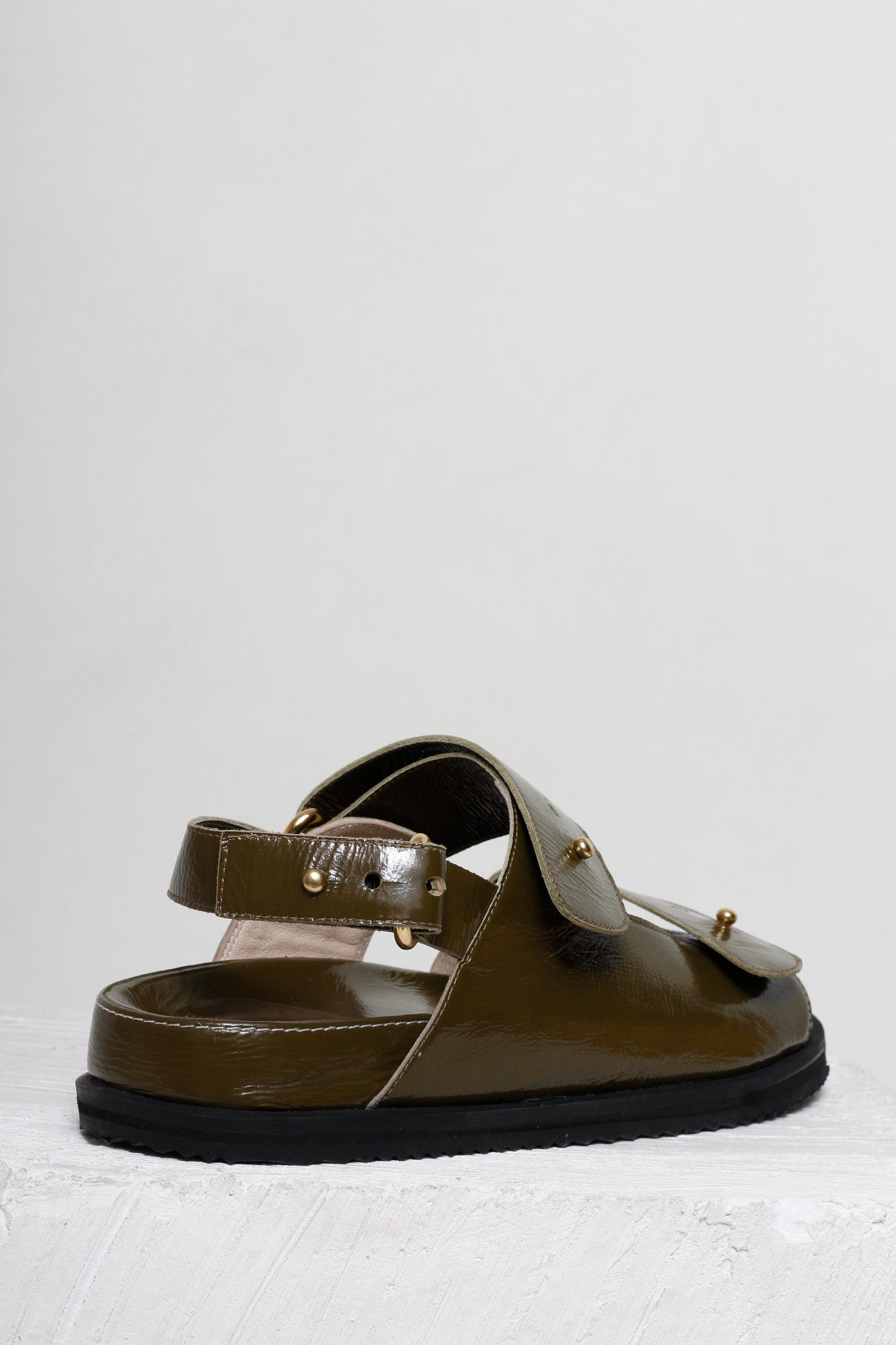Margot Green Leather Chunky Sandals by Mafalda Handmade