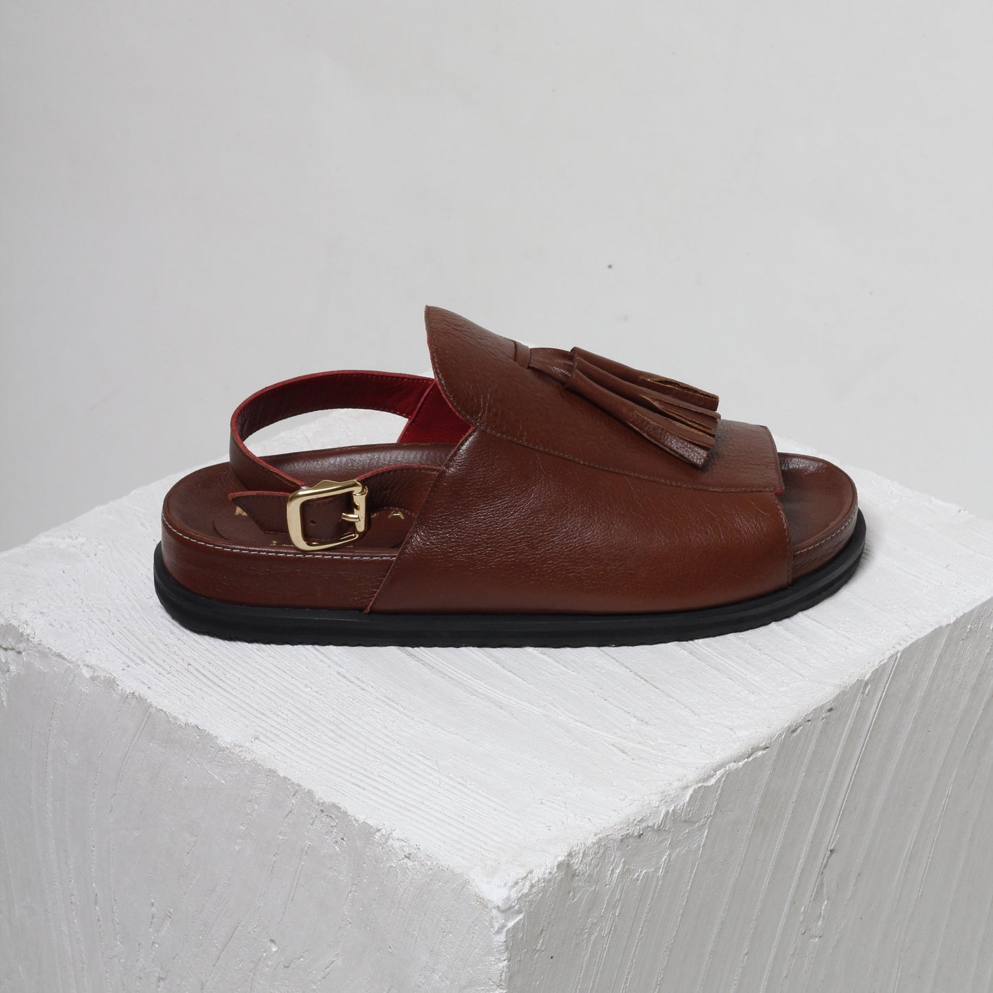 Rita Brown Tassel Chunky Sandals