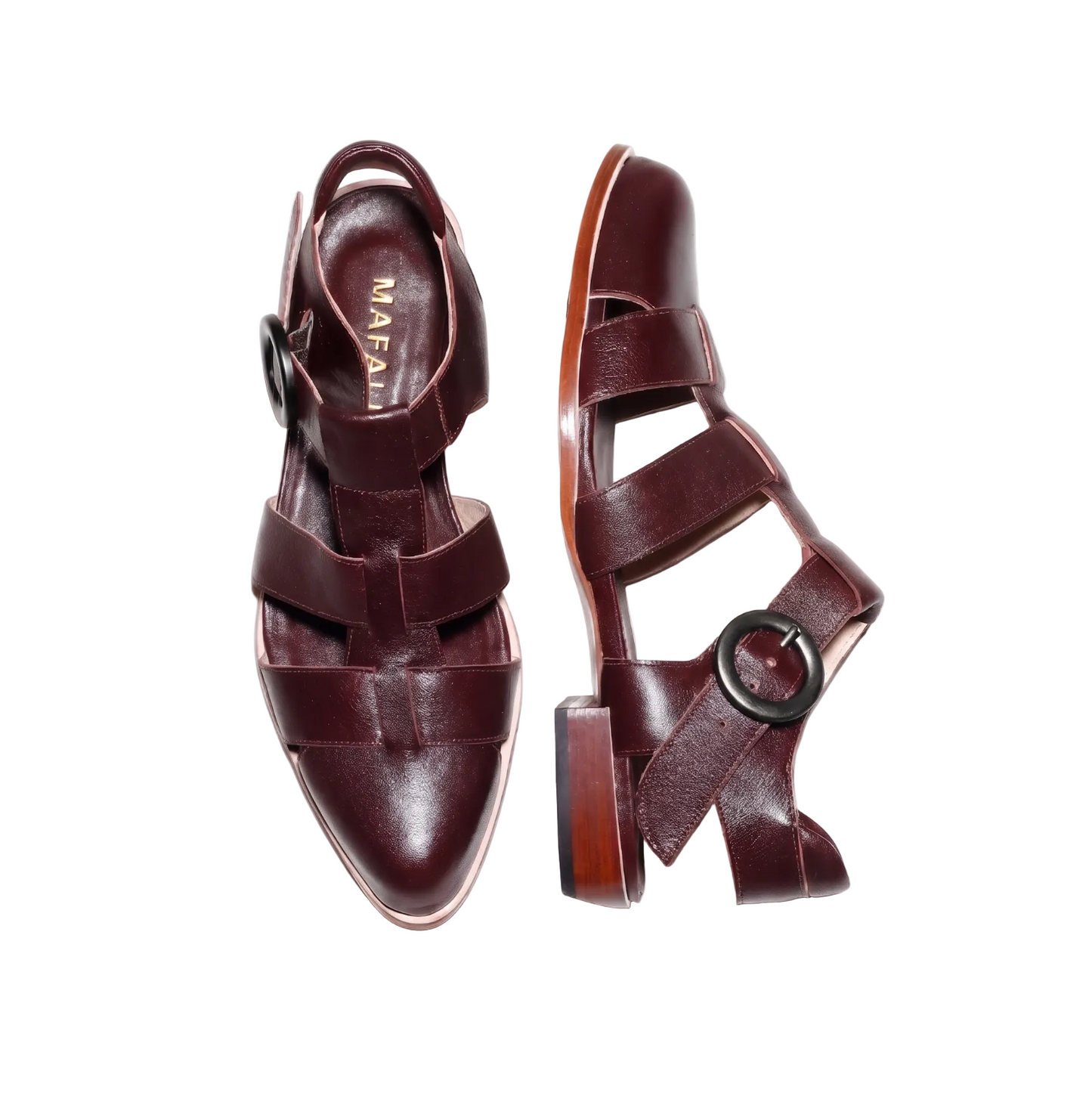 Pair of Mafalda Handmade pointy tow fisherman sandals