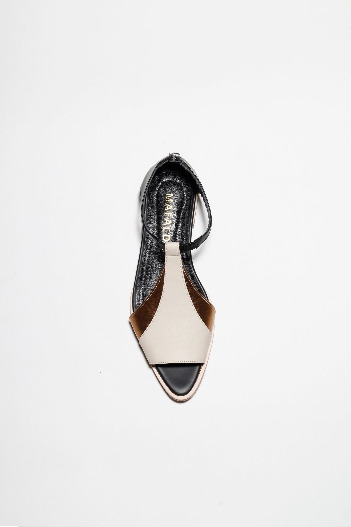 Teca Gold & White Peep-toe Sandals