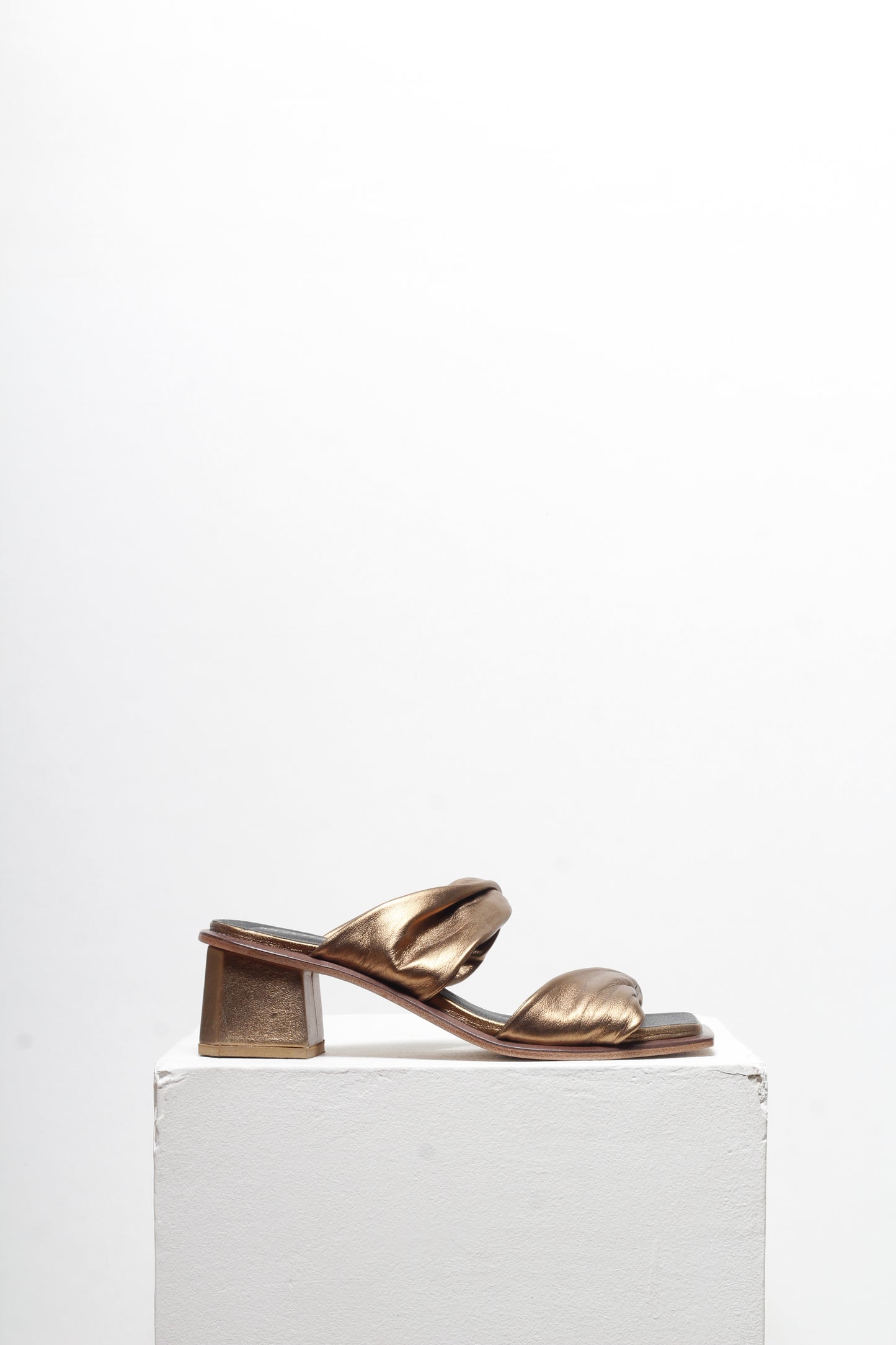 Tina Low Heel Gold Sandals
