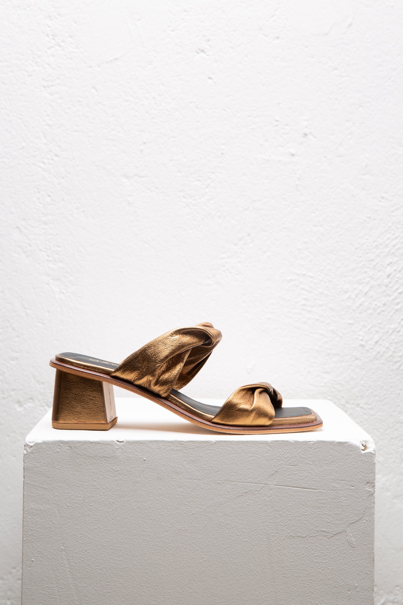Tina Low Heel Gold Sandals