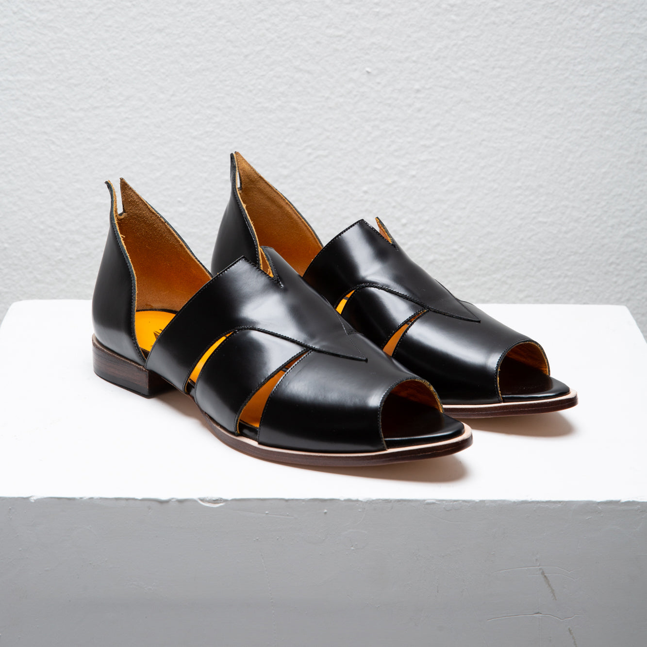 Agatha Black Peep-toe Sandals by Mafalda Handmade craftsmanship